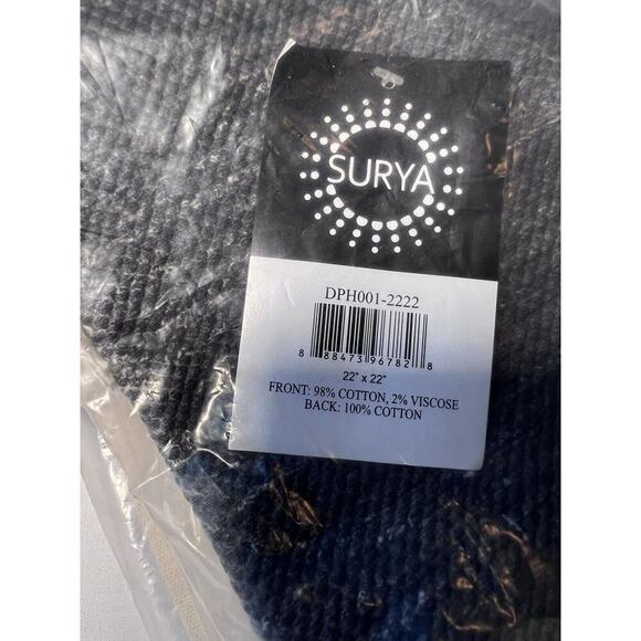 Surya Pillow Covers NWT 22x22 Set Of 2 Muted Floral Cottage BOHO tasseled Zip - Picture 8 of 8